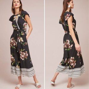 Anthropologie Maeve Bergenia Jumpsuit Crop Floral